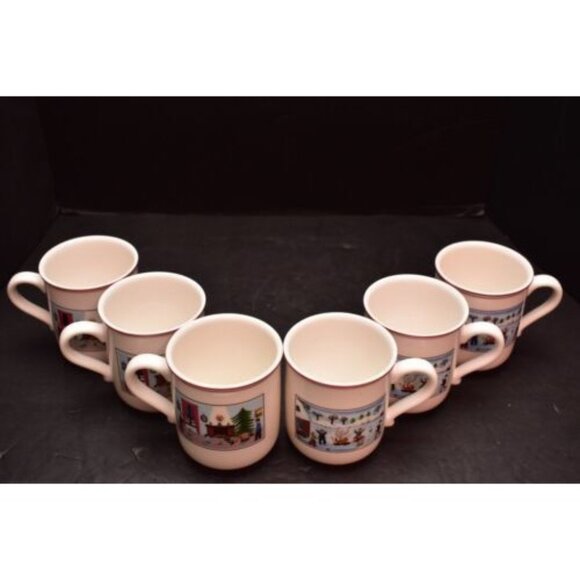 Villeroy & Boch Naif Christmas Village Cups Mugs Set of 6 - Picture 4 of 6